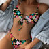 Print Lace-Up sling high waist bikini two-piece set NSLRS123597