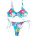 Print Lace-Up sling high waist bikini two-piece set NSLRS123597