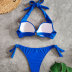 conjunto de dos piezas de bikini de color sólido con cuello colgante sin espalda con cordones NSLRS123603