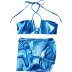 Printing hanging neck lace-up drawstring bikini Three-piece set NSLRS123611