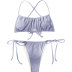 print/solid color high waist lace-up bikini two-piece set NSLRS123612