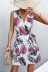 bohemian floral print sleeveless zipper v-neck short dress  NSLNZ123627