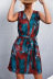bohemian floral print sleeveless zipper v-neck short dress  NSLNZ123627