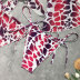 conjunto de tres piezas de bikini de manga larga con cuello colgante y cordones con estampado de leopardo NSLRS123666