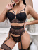 sling hollow backless solid color lace underwear three-piece set NSSSW123682