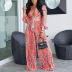 printing long-sleeved lapel lace-up wide-leg pleated jumpsuit  NSJZC123747