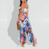 summer print knotted sling top and casual harem pants two-piece set NSJZC123751