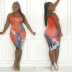 sexy color matching print irregular sling short dress  NSHBG123772