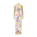 summer floral printed lace-up hollow wide-leg sling jumpsuit NSHBG123781