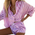 striped loose cardigan top shorts two-piece set NSONF123801