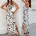backless slit sling leopard print dress NSONF123811