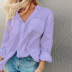 Solid Color Casual Long Sleeve Cotton Linen Shirt NSONF123903