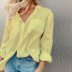 Camisa casual de lino y algodón de manga larga en color liso NSONF123903