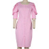 solid color square collar puff sleeve dress NSONF123913