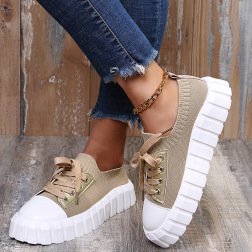 Knitted Lace-up Thick-soled Shoes NSJJX123920