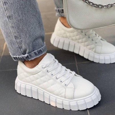 Solid Color Flat Bottom Strap Sneakers NSJJX123921