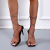 cross straps rhinestones thick high heels square toe sandals NSJJX123922