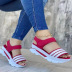 summer color matching striped wedge sandals  NSHYR123924