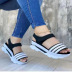 summer color matching striped wedge sandals  NSHYR123924