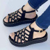 summer solid color thick bottom rivets hollow Roman sandals NSHYR123926