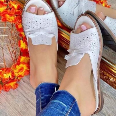 Solid Color Lace-up Casual Hollow Slippers  NSHYR123930