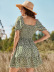 square collar short-sleeved high waist floral dress NSHNF117268