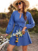 hollow long-sleeved slim lace-up solid color dress NSHNF117281
