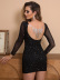 backless long sleeve Fine sparkle Rhinestones prom dress NSYI117284