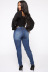 chain pendant stretch cotton slim-fit hole jeans NSGJW117311