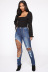 chain pendant stretch cotton slim-fit hole jeans NSGJW117311