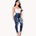high waist hole slim-fit jeans NSGJW117313