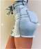high waist elastic lace-up single-breasted denim skirt NSGJW117317
