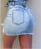 falda de mezclilla con cintura alta y cordones elásticos NSGJW117317