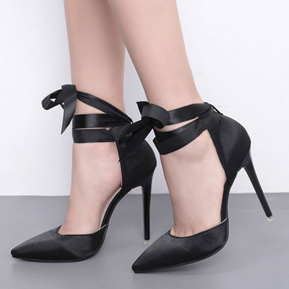 Pointed Toe Strappy Solid Color High-heel Sandals NSGXL117321