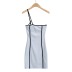 single-shoulder slip contrast color sheath dress NSXDX117331