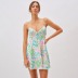 V-Neck Floral Print Slip Dress NSXDX117341