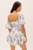 Mini vestido floral asimétrico con mangas abullonadas NSXDX117342