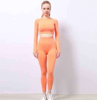 Long-sleeved Top And High Waist Hip Lift Pants Yoga Set NSZJZ117175