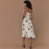 Sling Tie Floral Print A-Line Dress NSXDX117347