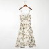 Sling Tie Floral Print A-Line Dress NSXDX117347