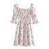 floral print short-sleeved square-neck A-line dress NSXDX117349