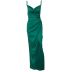 low-cut open back slit suspender long solid color dress NSHTL117353