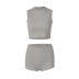 round neck sleeveless slim vest and shorts suit NSHTL117354