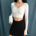 V-neck knitted slim fit single-breasted long-sleeved crop cardigan NSGWY117396