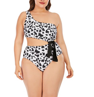 Plus Size Pattern Printed Single-shoulder Strap One-piece Swimsuit NSVNS117414