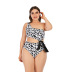 plus size pattern printed single-shoulder strap one-piece swimsuit NSVNS117414