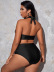 plus size solid color halterneck two-piece swimwear NSVNS117417