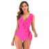 solid color/printed V-neck stitching thin belt swimsuit  NSVNS117419