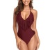 V-neck stitching hollow one-piece swimsuit NSVNS117424