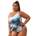 plus size pattern printed single-shoulder strap one-piece swimsuit NSVNS117430
